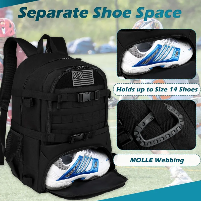 field hockey bags custom tactical lacrosse kit bag sports equipment backpack with external buckle strap to fix helmet