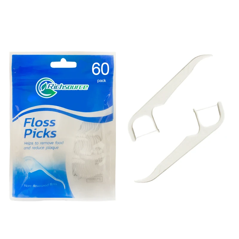 Biodegradable Tooth Cleaner Orthodontic floss Plastic Angled Toothpick Wax Teeth Flossing Bulk Flat Dental Floss Stick Picks