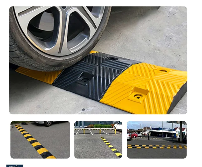 Traffic Warning Products Road Barrier Rubber Ramp  Reflective Speed Hump