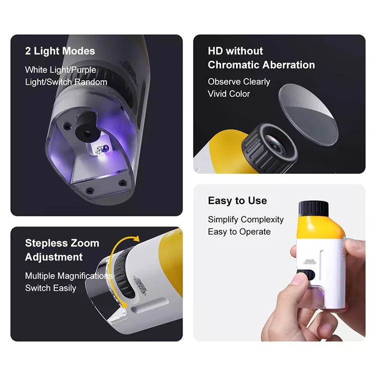 Portable small Child Biological microscope science stem kit educational toys kids beginner microscope