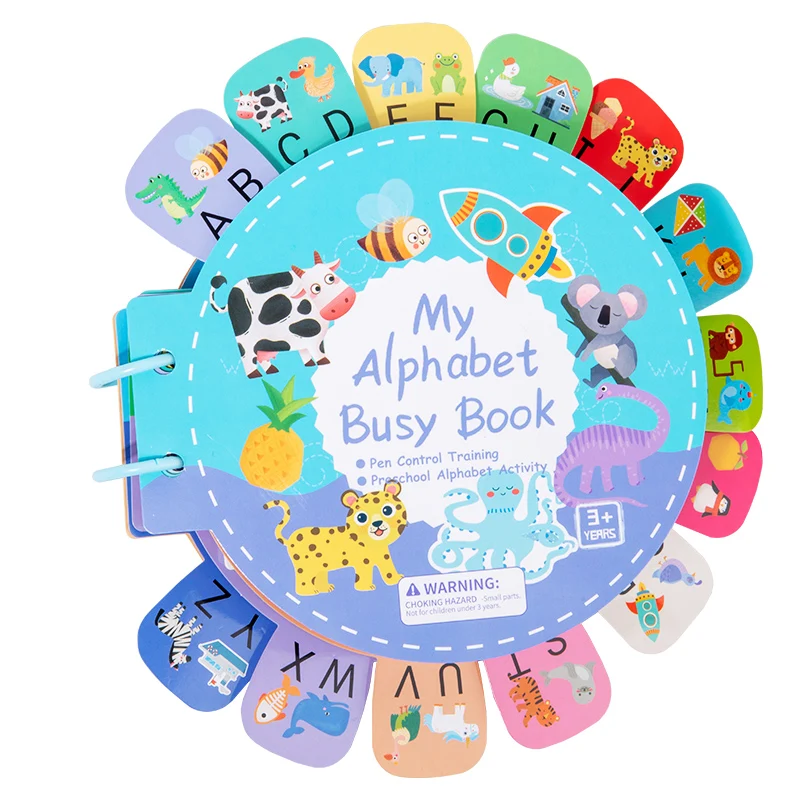 2025 New Product Wooden Alphabet quiet book Montessori Multi Function Children Educational Learning Toys For Kids Toddler Boys