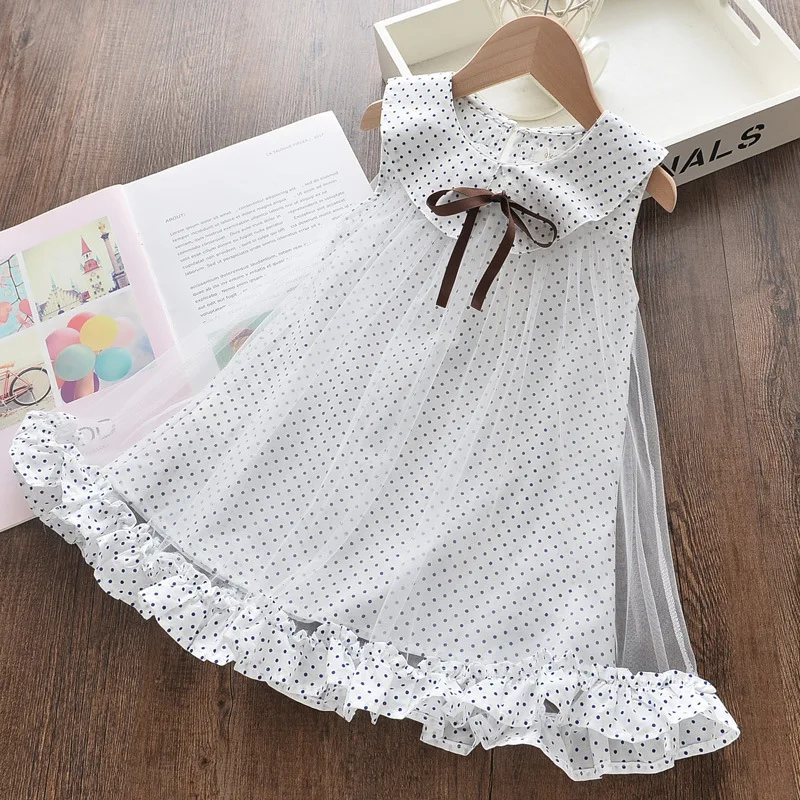 Wholesale Clothing Children Spanish 100% Cotton Lace Sleeveless Butterfly Lace-up Cotton Yarn Dresses For Girls