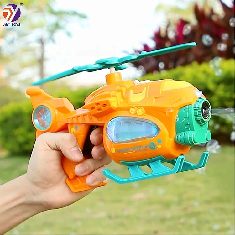 Newest summer outdoor toys bubble machine airplane shaped kids bubble gun with light and music