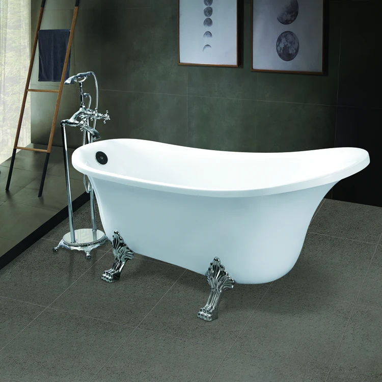 Vintage Clawfoot Bathtub 4 Legs Soaking Claw Foot Acrylic Bath Tub Freestanding Acrylic Clawfoot Bathtub