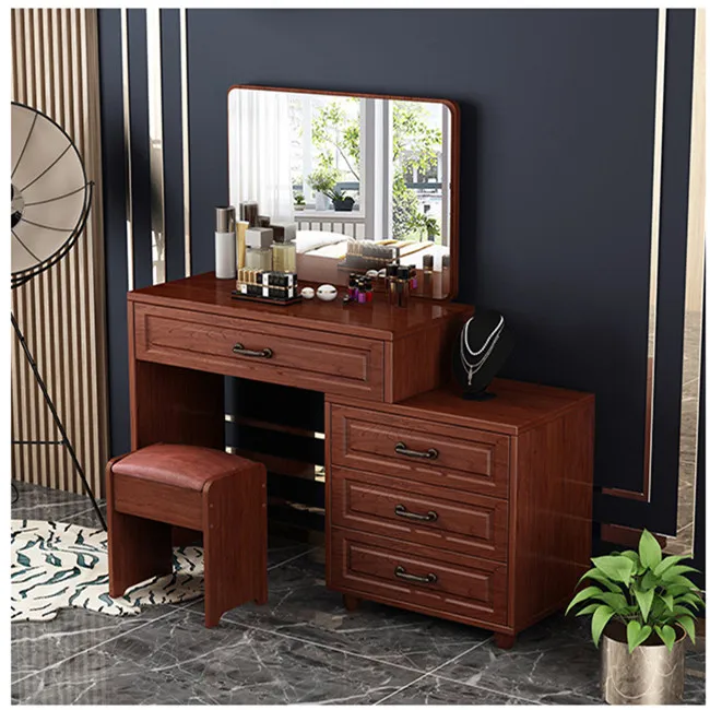 New design French style Dressing Table Makeup Vanity Dressers wooden dressing table with led mirror and drawers in bedroom