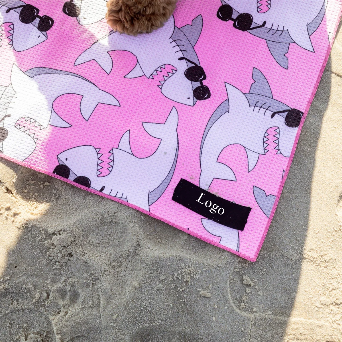 2023 New Custom Print Waffle Pet Beach Towels Sand Free Super Absorbent Microfiber Dog Towel