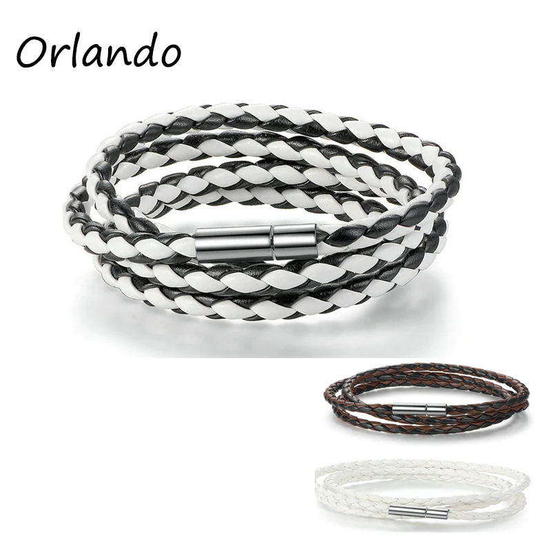 
Magnet buckle woven personalized PU leather bracelet bracelet leather rope 
