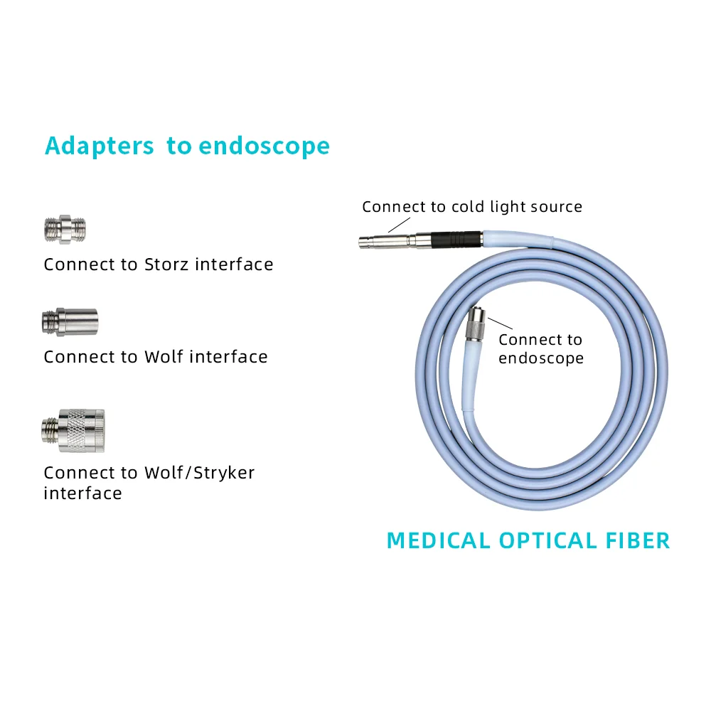 Cheap price medical optical fiber with three different adaptor for cold light source