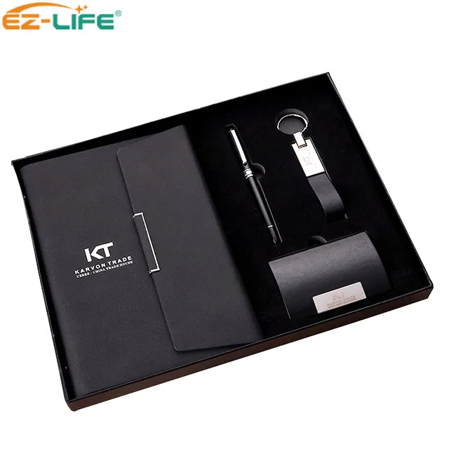 Индивидуальная Подарочная коробка для ноутбука, набор для рекламы, роскошный подарочный набор 2021 с черным блоком, брелоком, ручкой и кошельком для мужчин