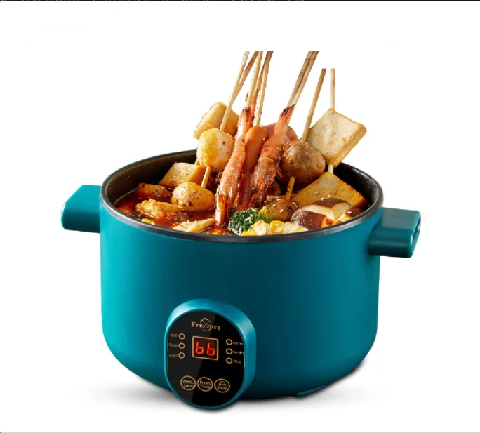 Portable stainless steel non stick electric frying pan multifunctional Electric Heated Cooking pot wok Cook with Steamer Layer