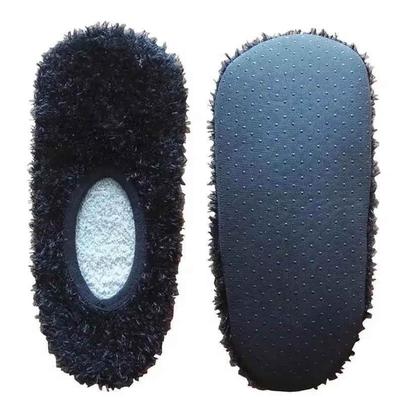 Wholesale adult black home fuzzy anti slip non skid floor comfy travel slippers socks