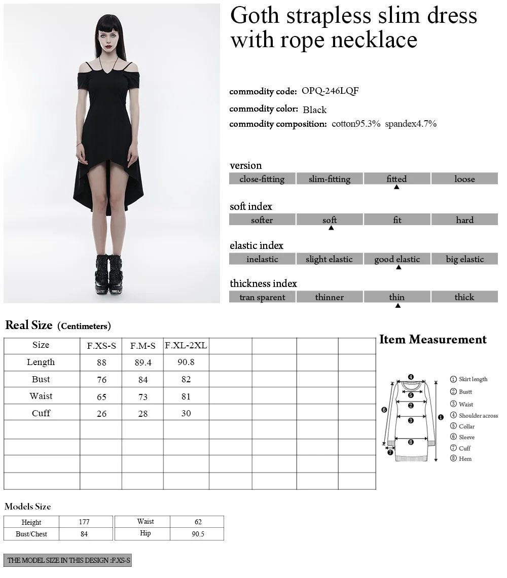 
OPQ-246 PUNK RAVE strapless sexy deep V design dresses women clothes female dress 