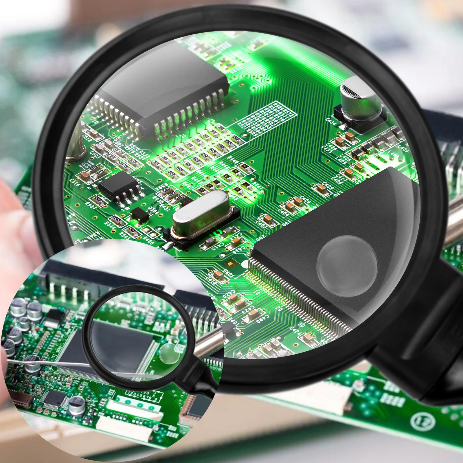 5X LED Desk Lamp Flexible Gooseneck Hands-Free Lighted Magnifying Glass 3 Color Temperature Reading/Crafting/Close Work Clip-On