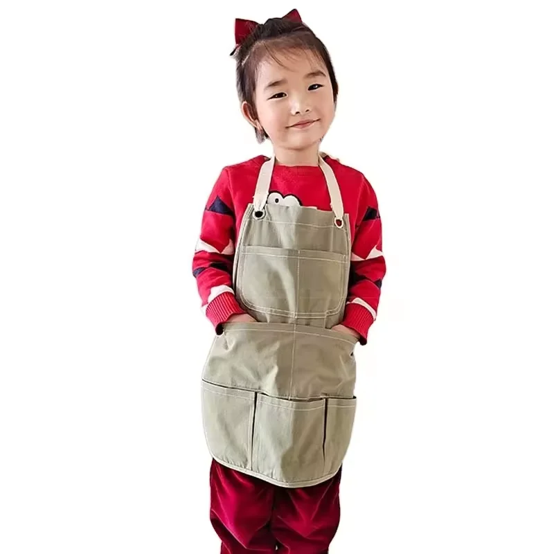 Custom Personalized School Cute Mini Children Paint Cotton Canvas cowboy Painting Cooking Kids Apron