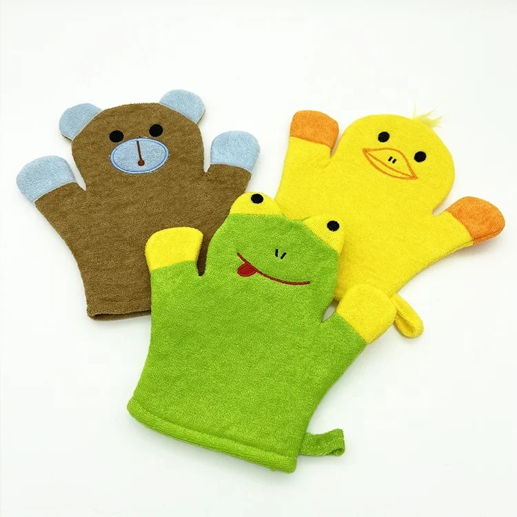 Cartoon Colorful Toy Soft Scrub Shower Washing Mitt Baby Bath Glove for Kids