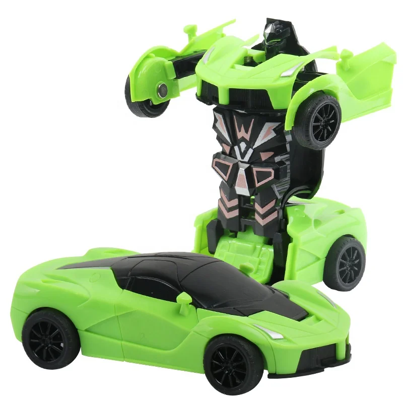 Wholesale cheap plastic kids children automatic robot inertial impaction transformed car toy