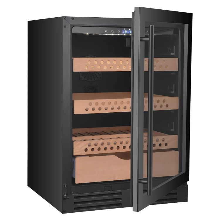 46C Best Selling Styles Online With Removable Cedar Wood Electric Cigar Cabinet Built-under Back Glass Compressor Cigar Humidor