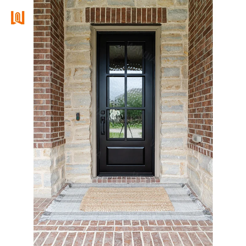 Wholesaler customization anti theft entrance safety iron door wrought iron single door front entry wrought iron casement door