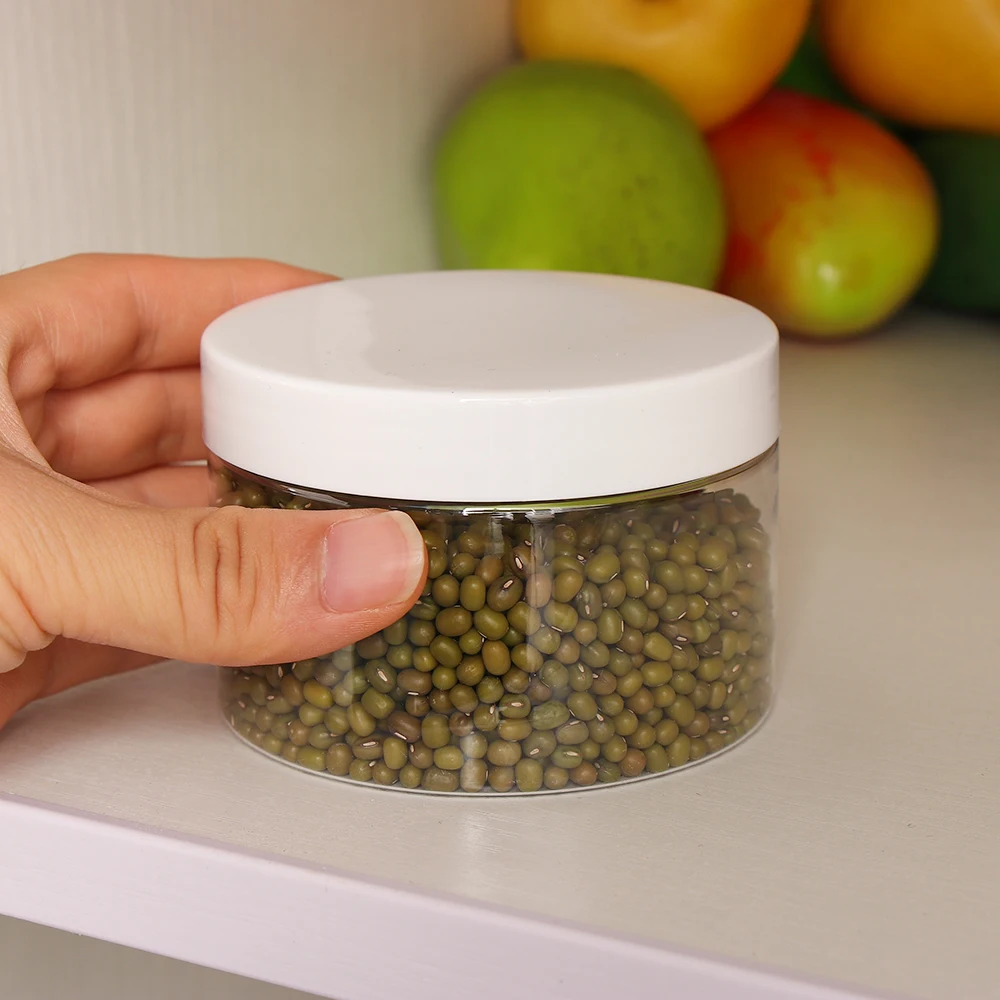 new design empty 30ml 50ml 100 ml 4 oz 200 ml 8 oz 250 ml 300 ml 500 ml bamboo wood lid round frosted clear plastic pet jars