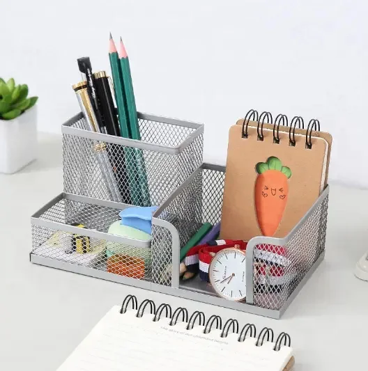 Office Supplies Metal Mesh Desktop Office Accessories Desk Organizer With Pen Holder
