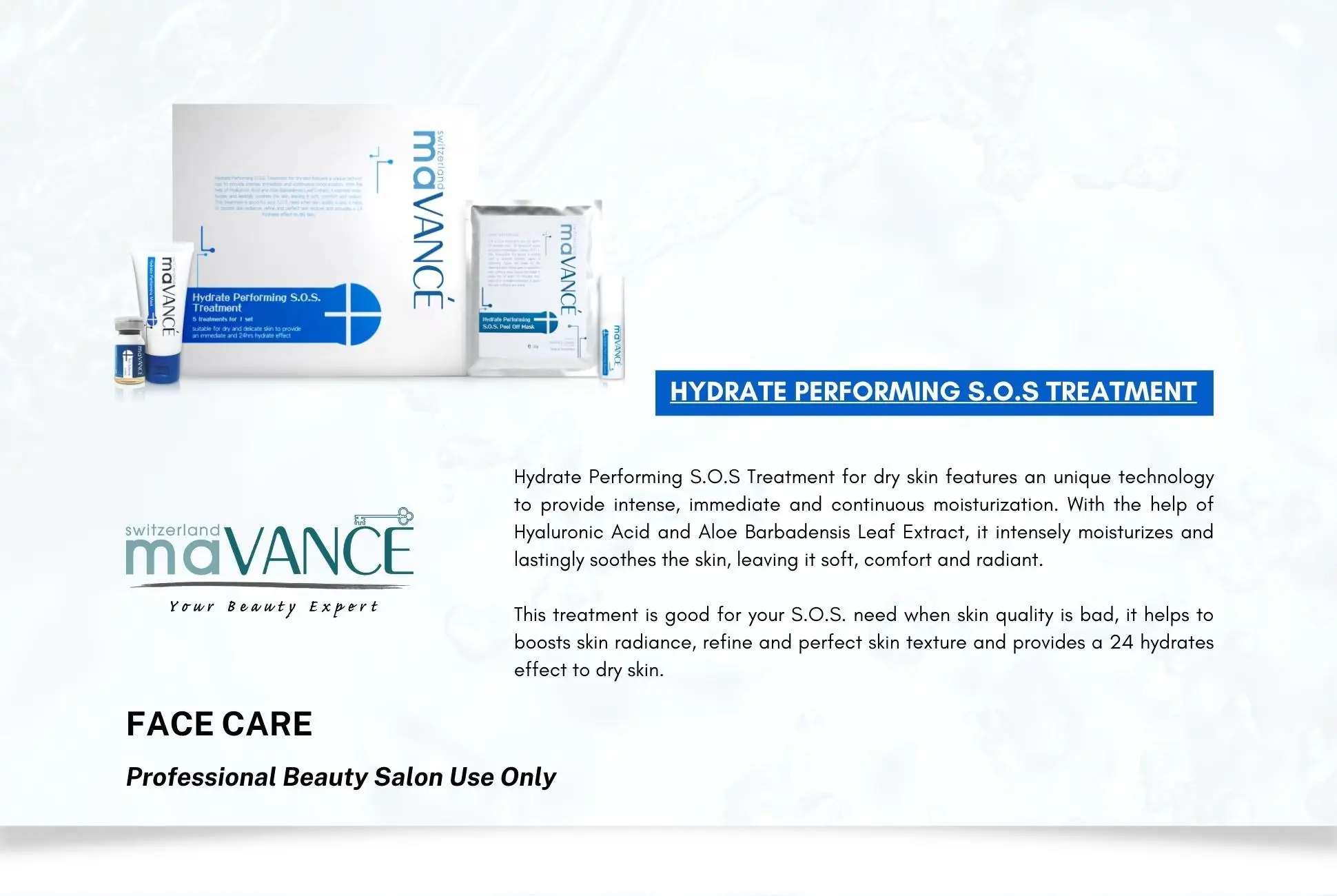 Swiss Made Professional Beauty Salon Wholesale Hydrate Performing Moisturizing Treatment For Dry And Delicate Skin