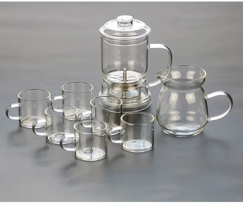 14 oz 430ml Eco-Friendly Glass Automatic Filter Teapot Handmade with Infuser Bottom Stocked Dispensing Tea Steeper for Drinkware