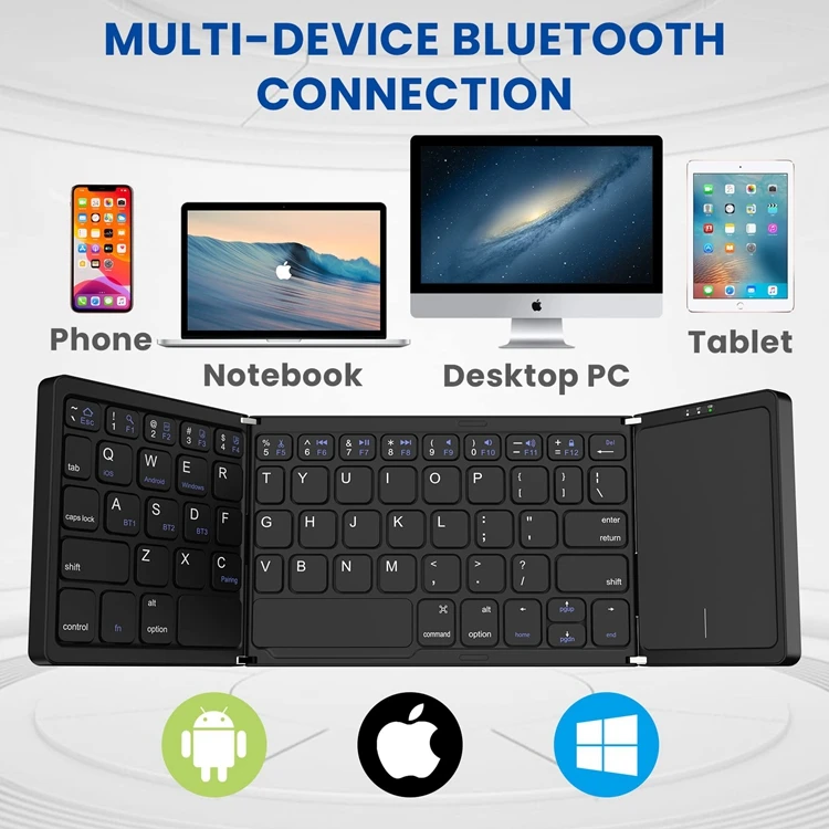 FOR ipad foldable wireless keyboard B033 mini Wireless Foldable bt portable folding Keyboard for mobile phone and tablet