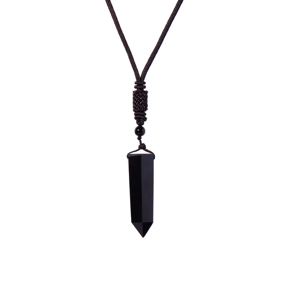 Hot Selling Natural Crystal Column Crystal Agate Birthstone Raw Stone Polished Hexagonal Pendant Diy Crystal Jewelry Necklace