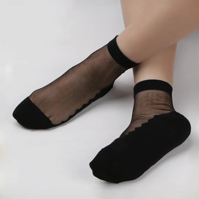2024 Simple socks Made in China low MOQ new design women summer ankle lace socks sheer large size girl socks
