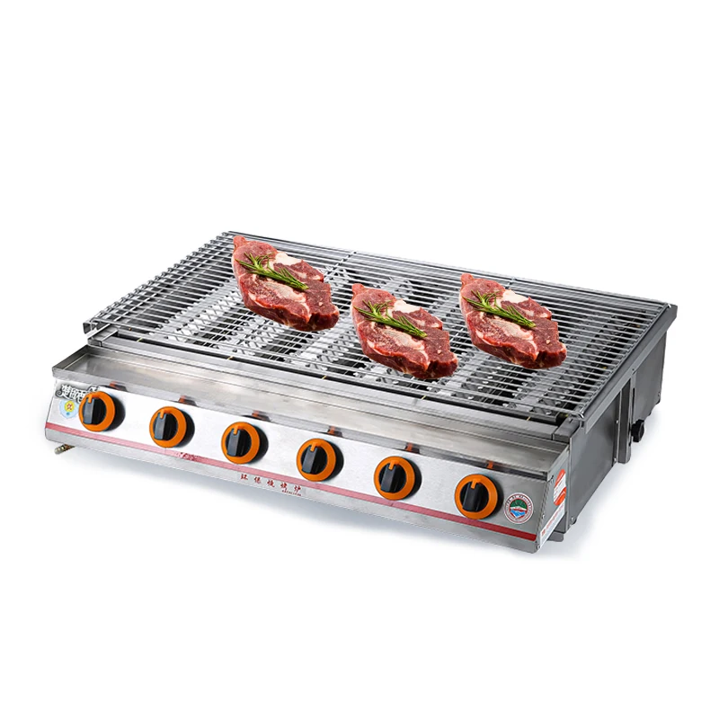 Commercial stainless steel 6 burners heat griller infrared gas barbeque grill