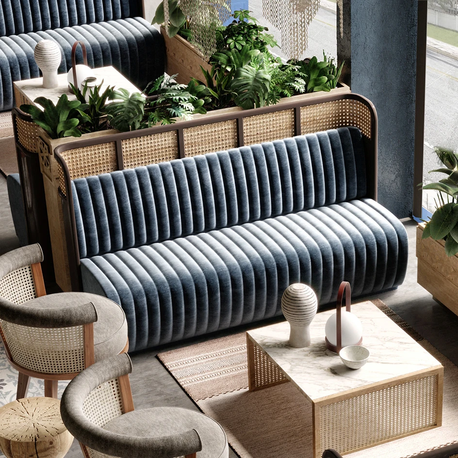 European Style Villa Dining Room Seating Vintage Elegant  restaurant booth seating