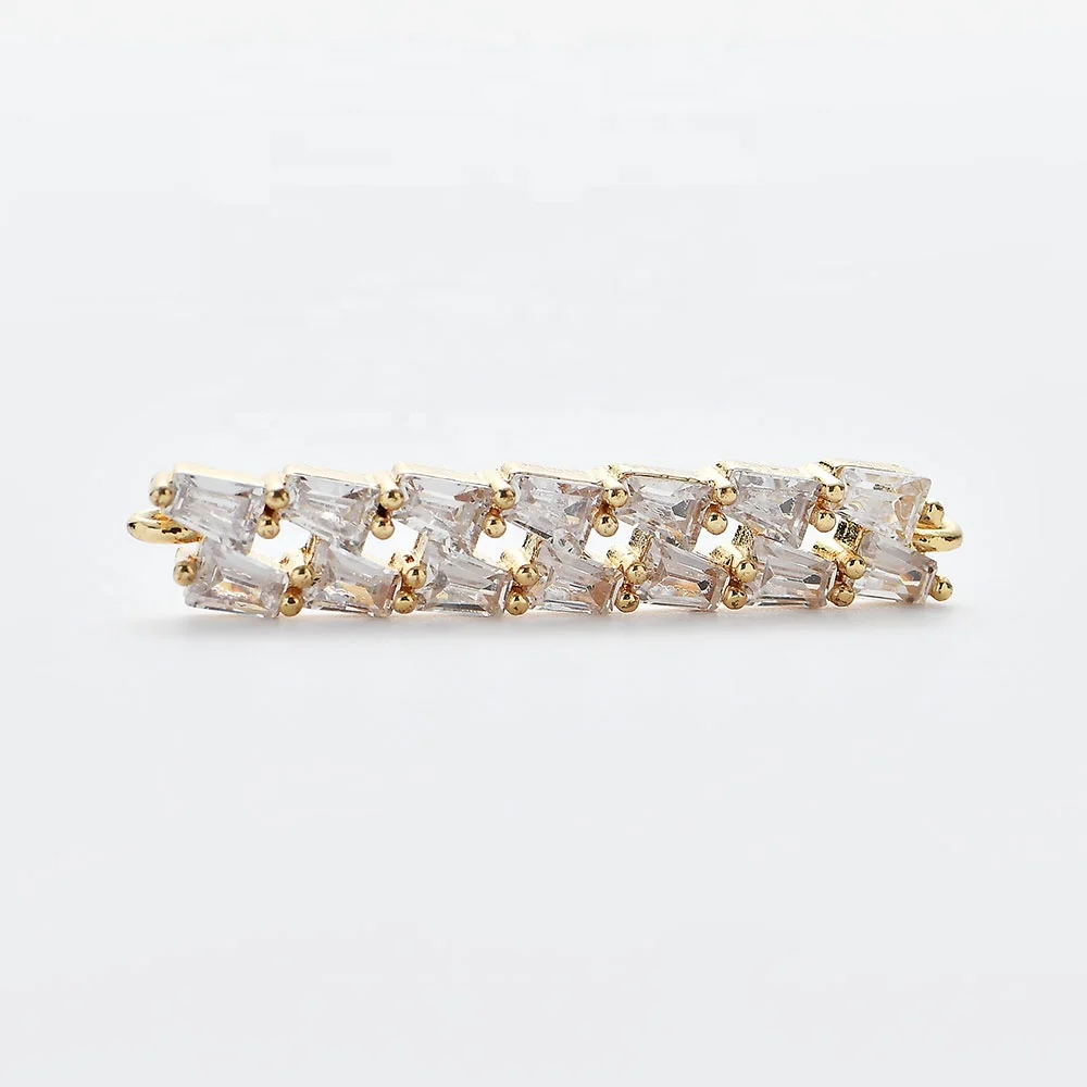 Wholesale CZ Tube Bar Micro Pave Diamond Charm 18k Gold Connector Jewelry for Bracelet Making