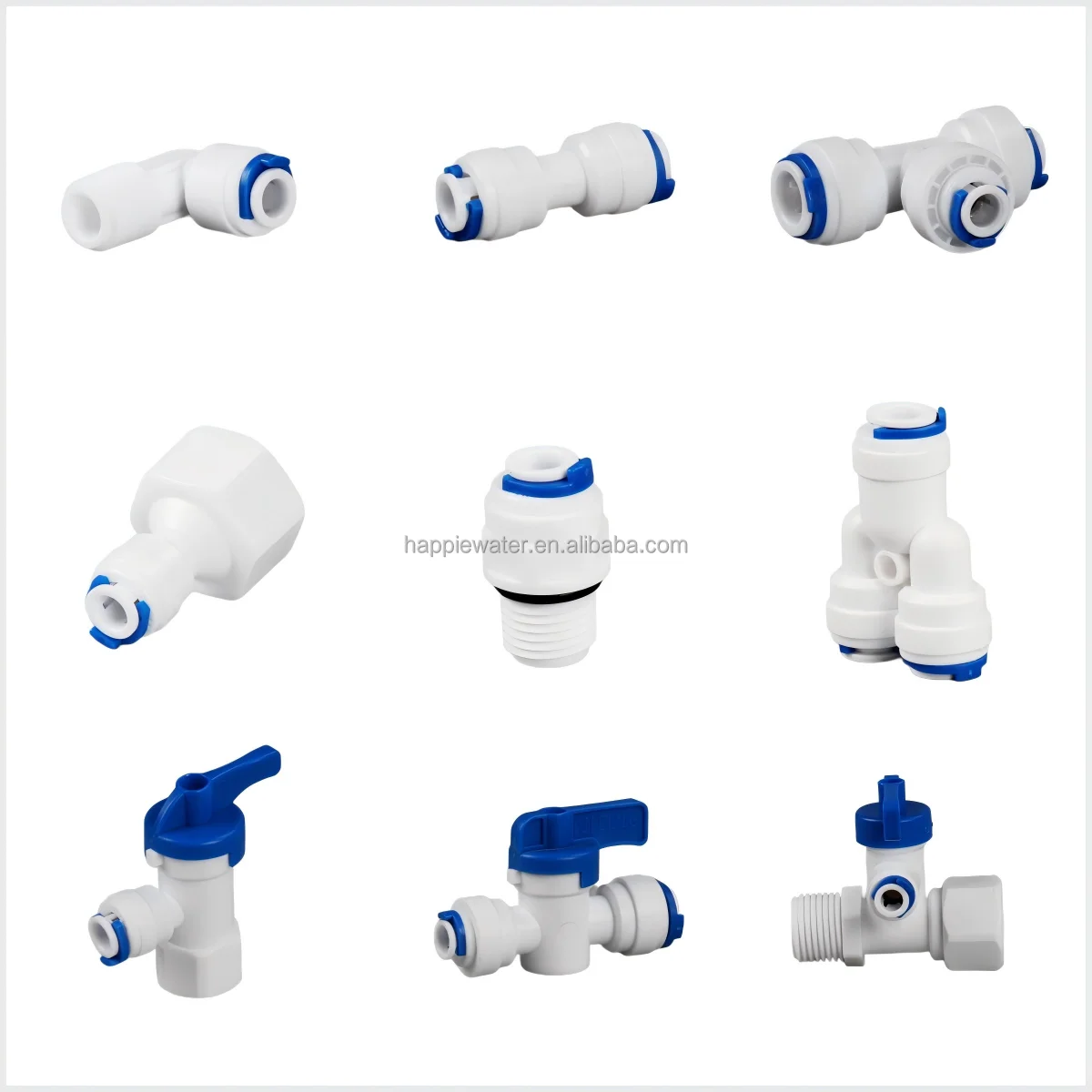 White Plastic Food-Grade POM Material Quick Connector Water Fitting 1/4 3/8 1/2 5/16 12 mm for Water Purifier & Filter