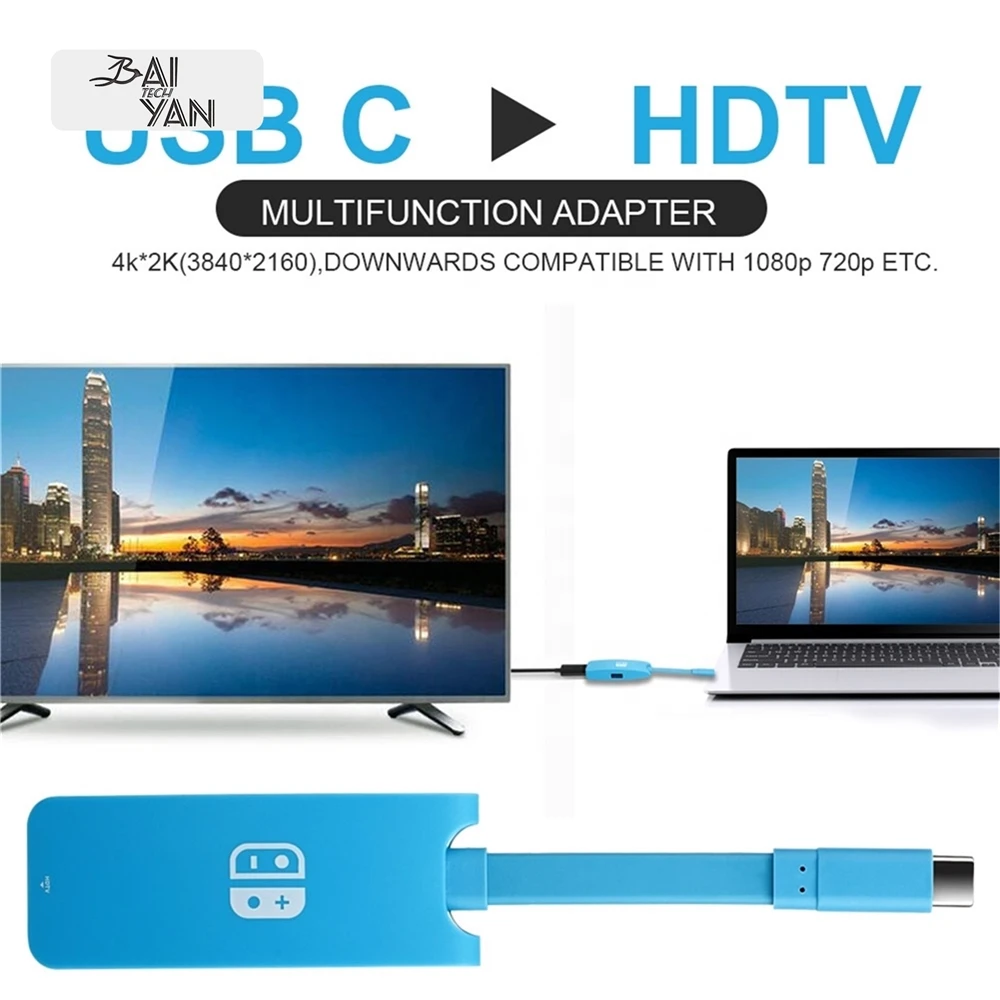 Multi 3 in 1 Type C Adapter for Nintend Switch Hub USB-C to 4K*2K HDTV PD Charging Port Nintendo Game Accessories
