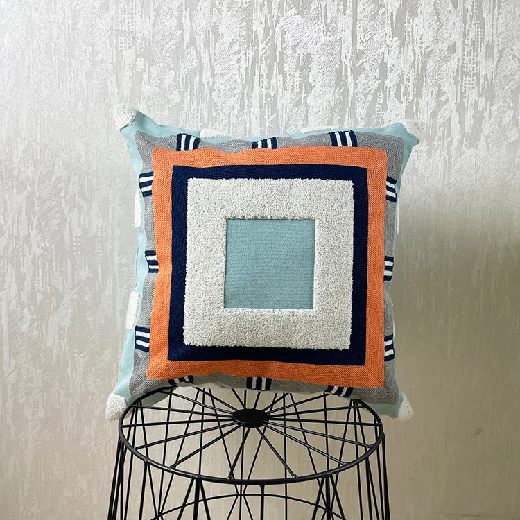 Innermor 100% cotton newest Canvas embroidery modern living room Black and White Tropical Leaf full stitch design cushions