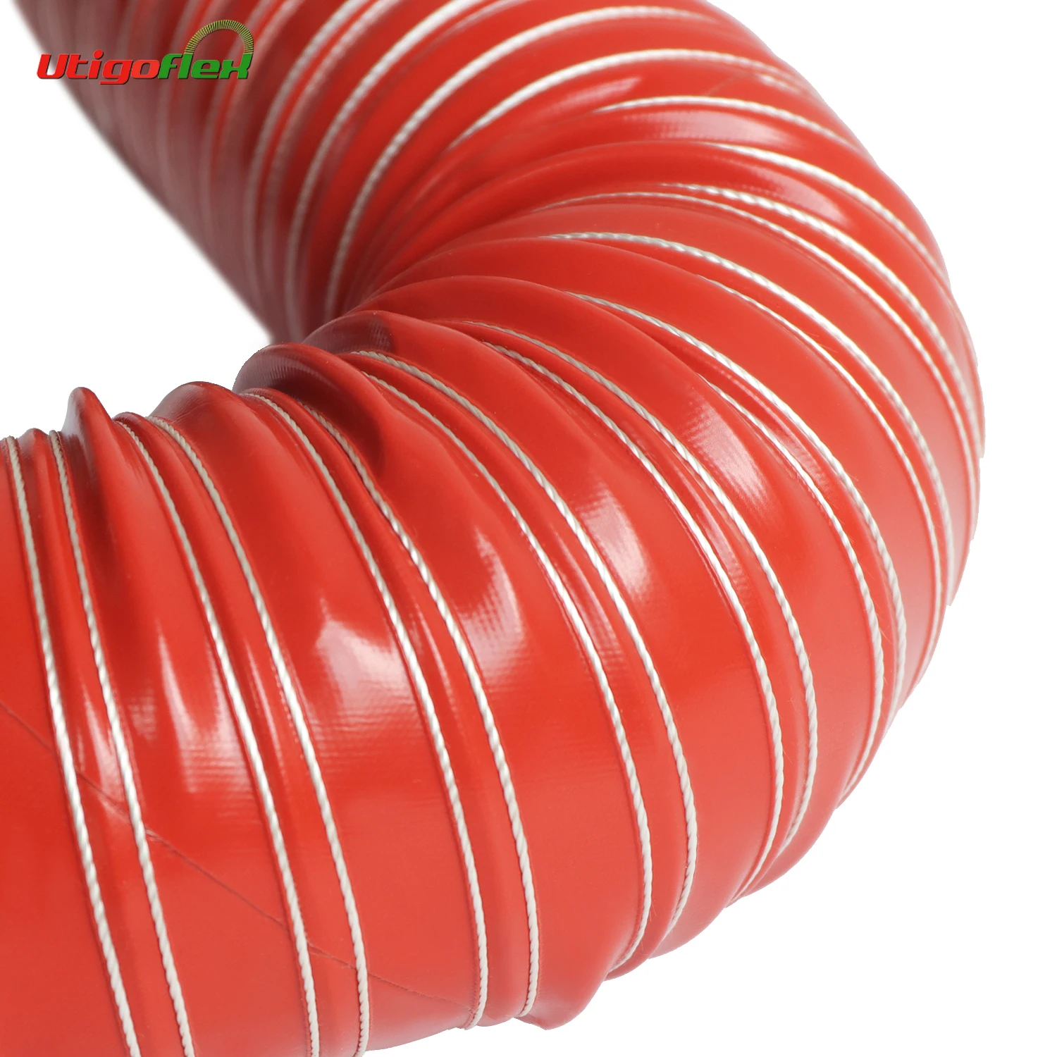 High temperature resistant flexible silicone coated glass fiber duct hose