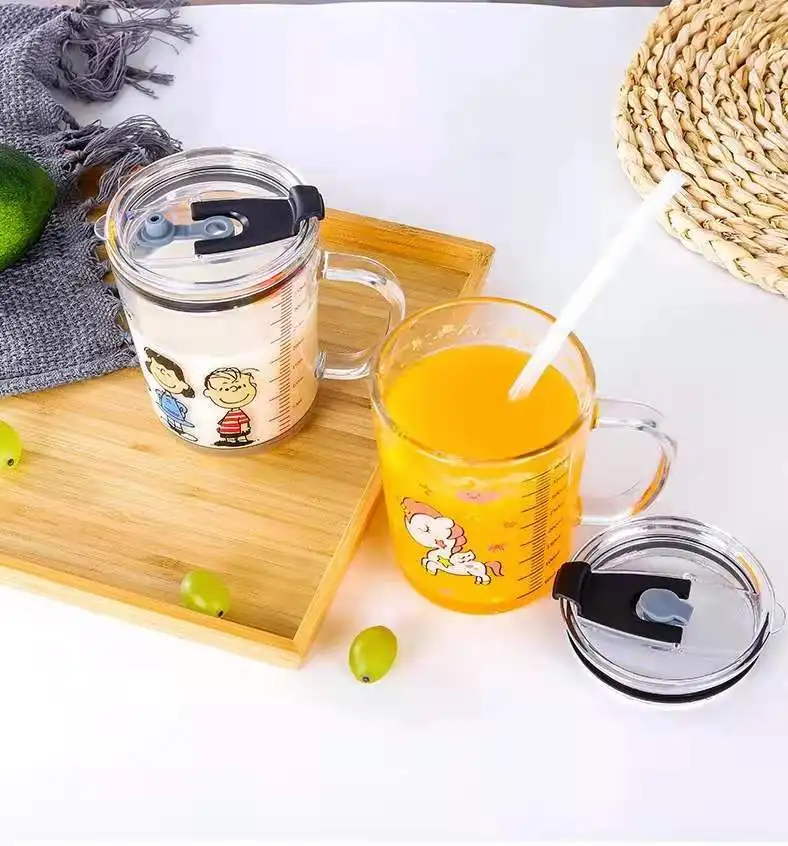 Мультяшный стакан sippy детский для молока с ручкой со шкалой