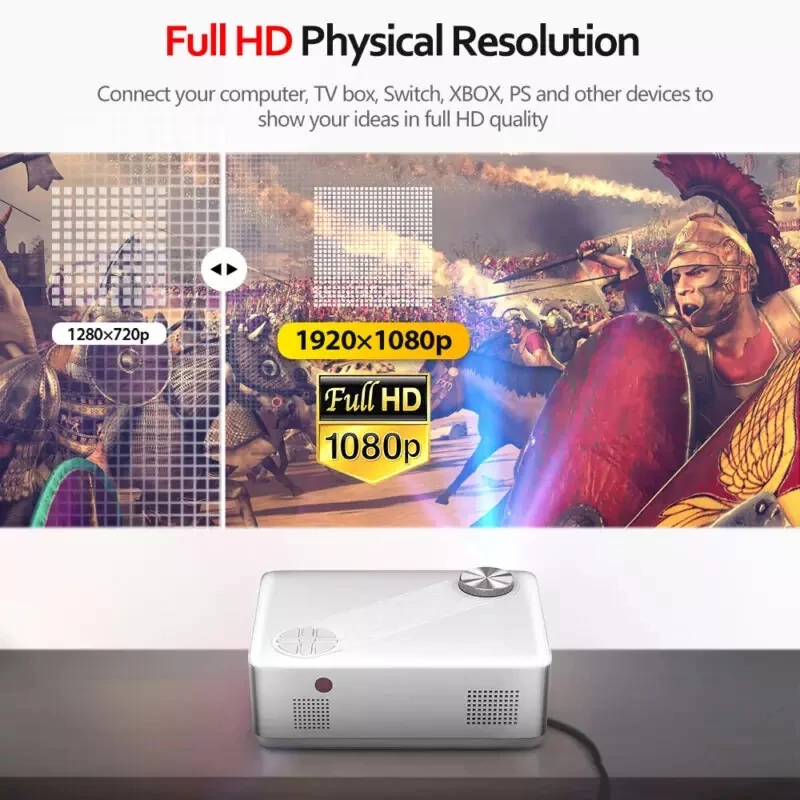 [Best choice for Children/Family gift] Home video movies LCD LED FHD 1080P Smart projector