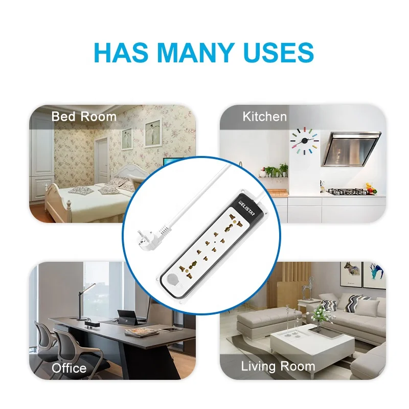 Cheap Price 2M Universal Multi Plug Sockets 5 Outlet Power Strip