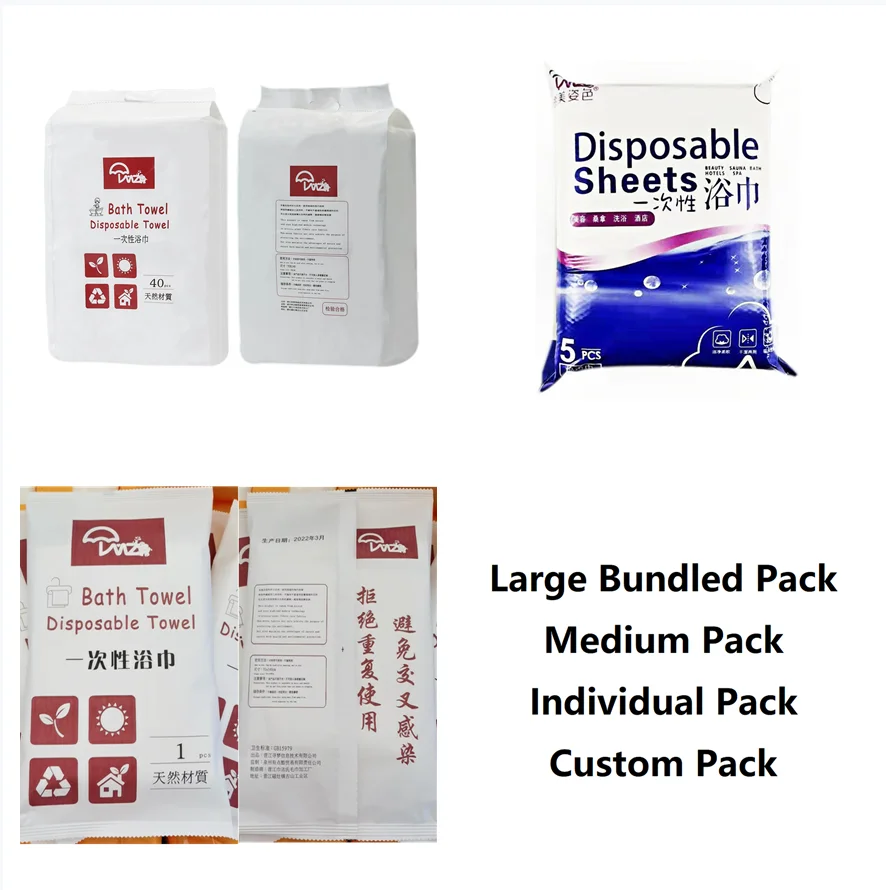 Non-woven Fabric Wood Pulp One Time Use Hygienic towel, Disposable Towel, Disposable Bath towel