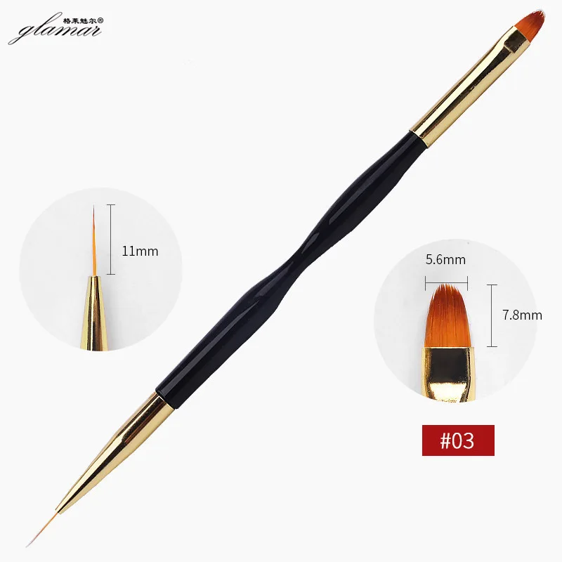 Factory Price Double Head Synthetic Hair Ergonomics Handle Painting Liner Gel Polish Nail Art Brush