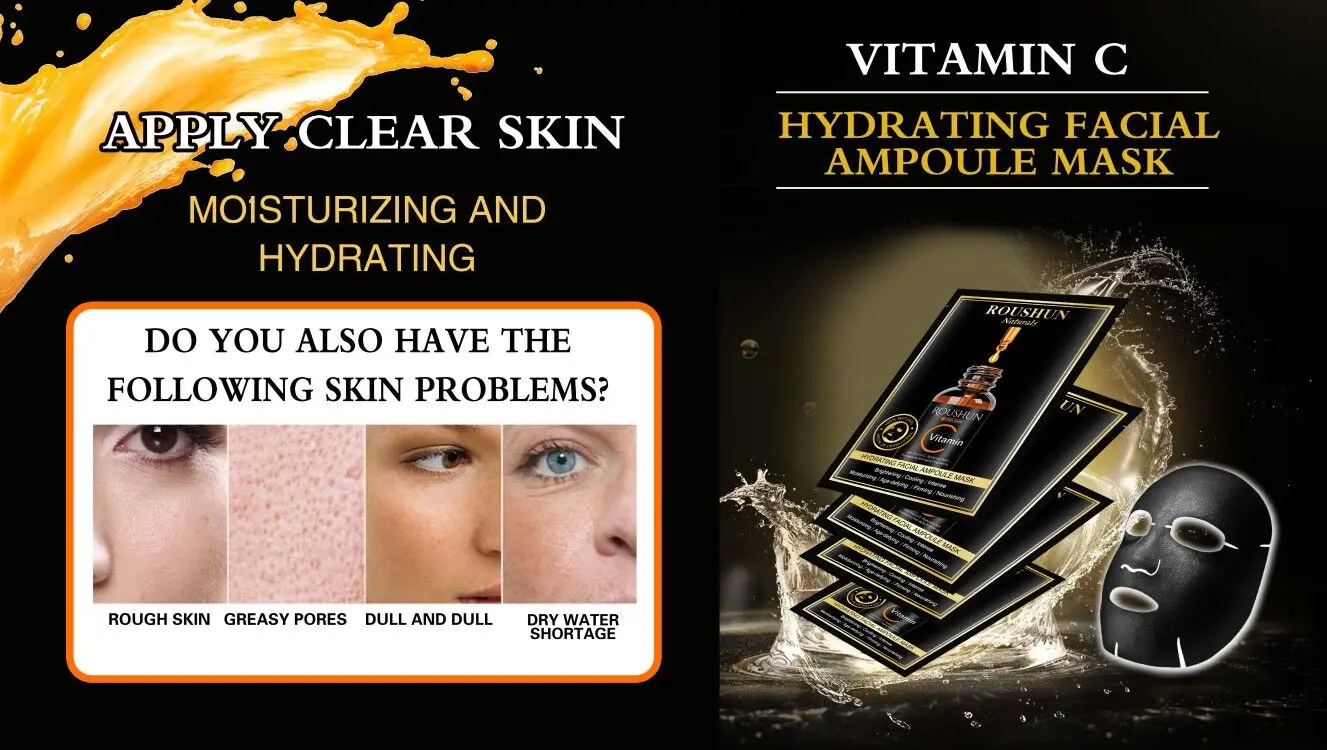 Увлажняющая маска для лица с витамином C от Roushun-снижает признаки старения | Улучшает эластичность кожи увлажняет вашу кожу