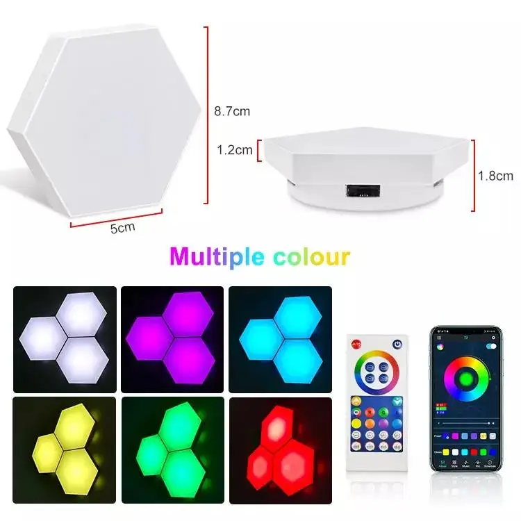 DIY APP Smart Touch LED Hexagon Light RGB Wall Lamp  Honeycomb Quantum Modular Mood Lighting Geometry Night Light