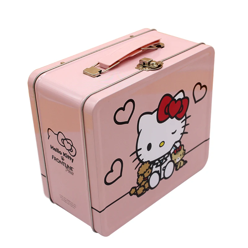Fast delivery  factory direct customized print rectangular sealed metal  lunch tin box  with handle