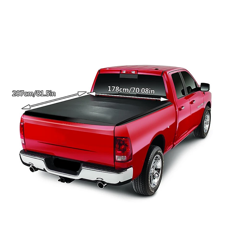 Durable Synthetic Leather Tri-Fold Soft Tonneau Cover for Toyota Hilux