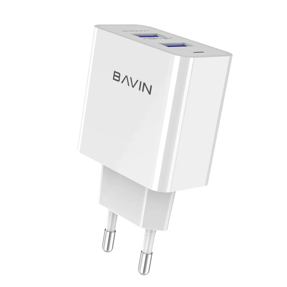 BAVIN PC590Y top selling products 2.4A charger with micro cable EU plug 2USB mobile charger for iphone android phone charger