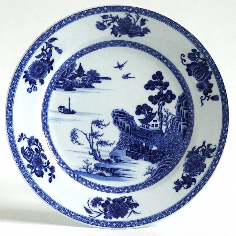 Chinese Ceramic White and Blue Dish Antique China Plate Dinner Dinnerware