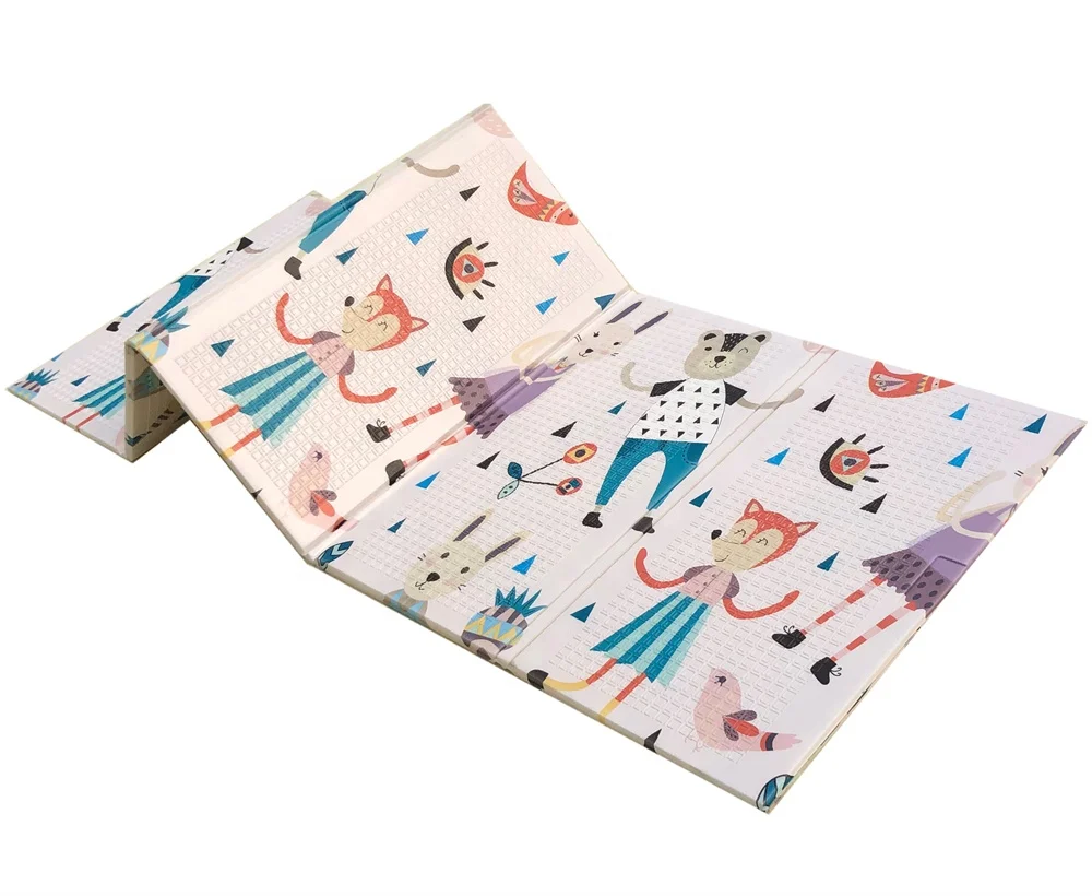 Eco friendly xpe foam baby care folding cartoon crawling play mat for children