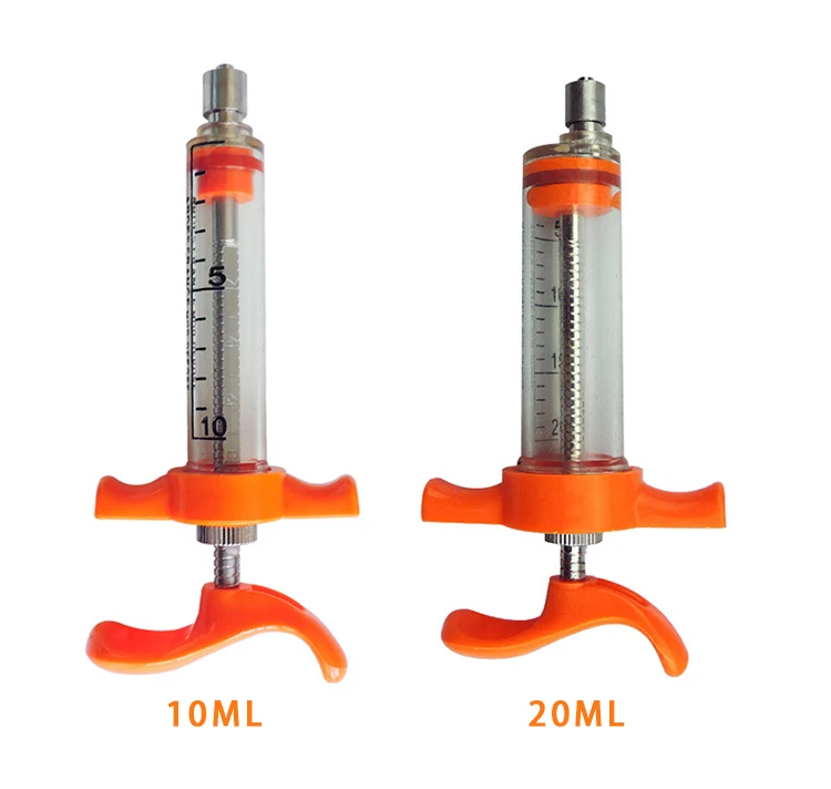 Hot Sale 10ml 20ml Tpx Plastic Steel Veterinary Syringe With Printing For Animal Injection