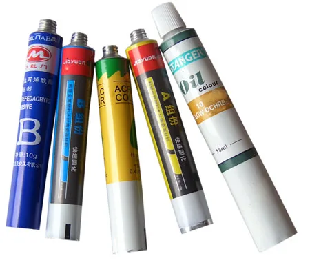 Six Color Soft Aluminum Adhesive Tubes Packaging With Extended Plastic Nozzle